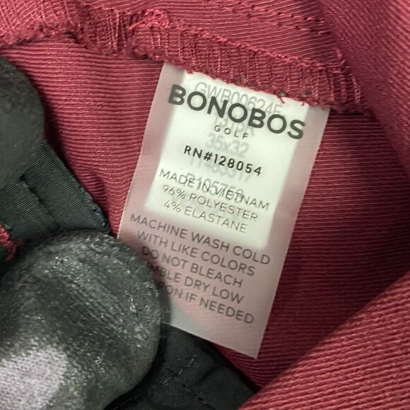 NWOT Bonobos Highland Tour Golf Pants Mens 35 x 32 Fit 36 x 31 Straight Burgundy - Picture 10 of 16